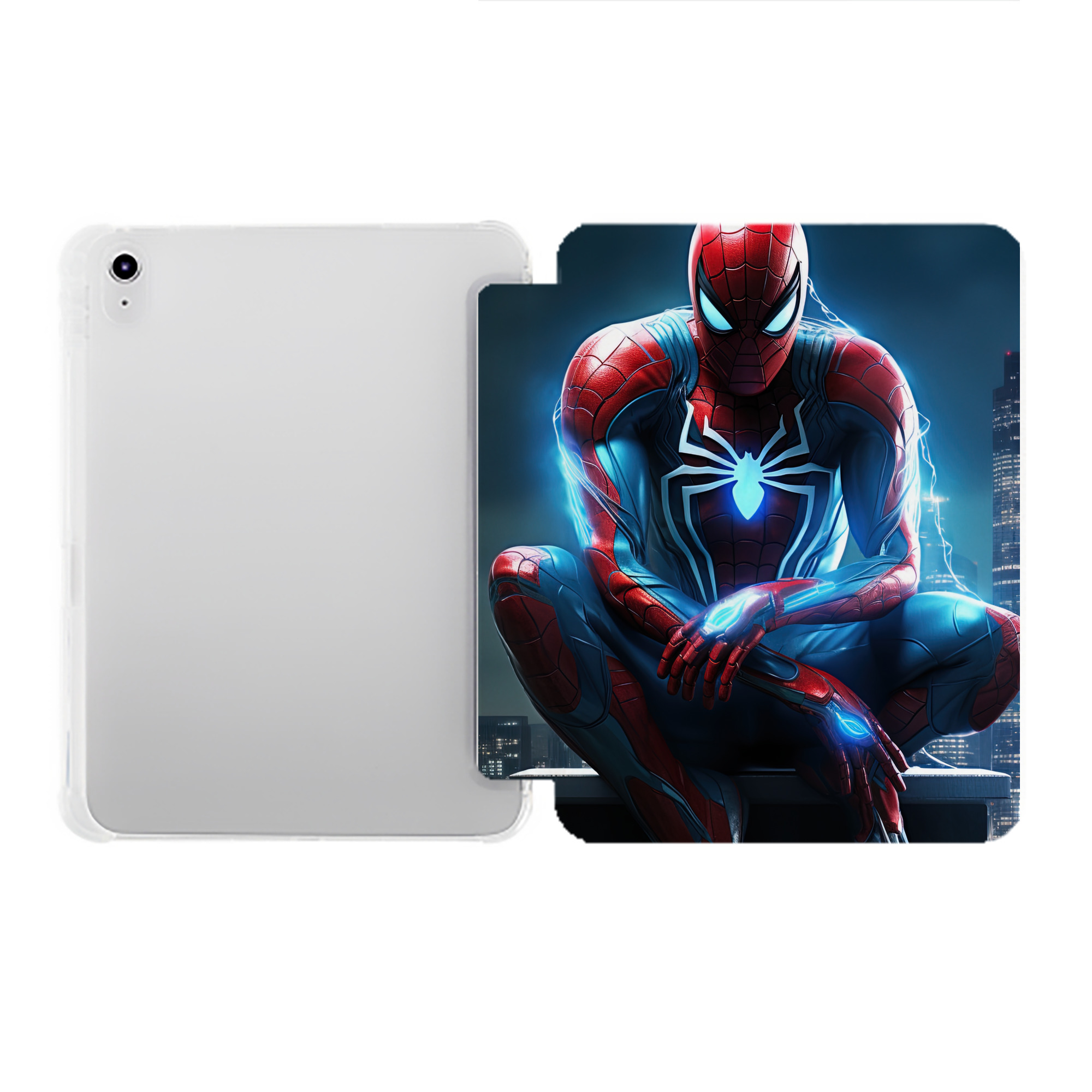 （画像用） Spider Man スパイダーマン IPad ケース ペン収納付き 三つ折りスタンド PUレザー×シリコン 対応機種9.5/10.5/10.9インチ